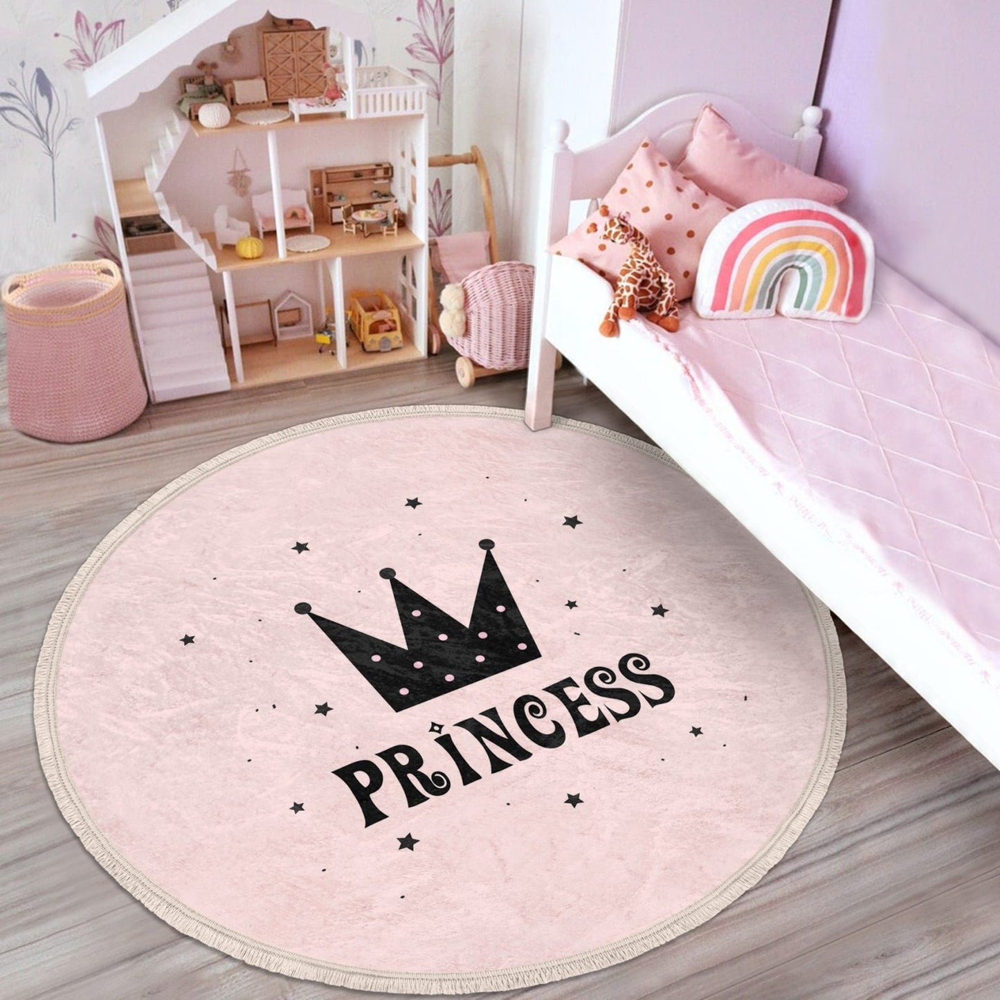 Princess Girls Room Round Rug, Princess Patterned Nursery