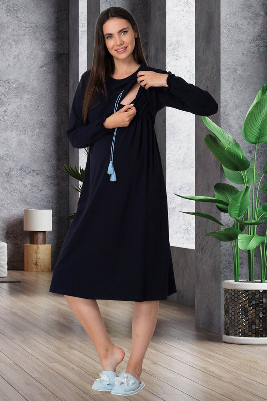 Nursing/Maternity Nightgown (Navy Blue)