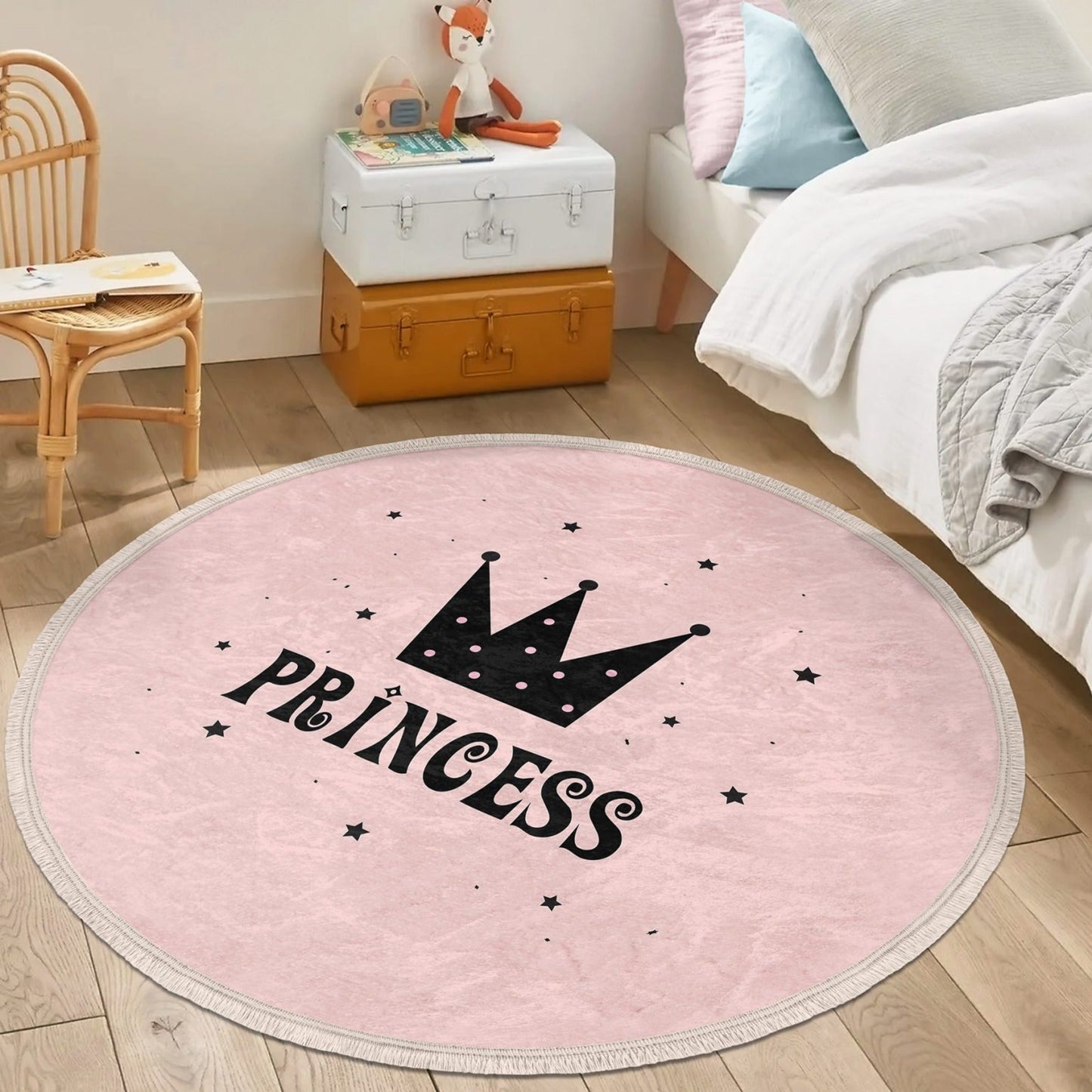 Princess Girls Room Round Rug, Princess Patterned Nursery