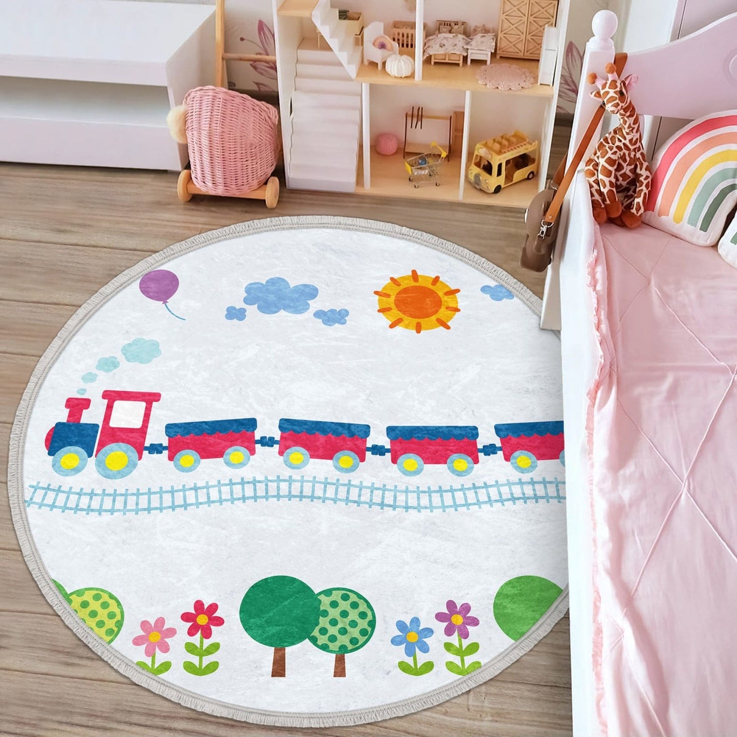 Train - Round Rug for Nursery