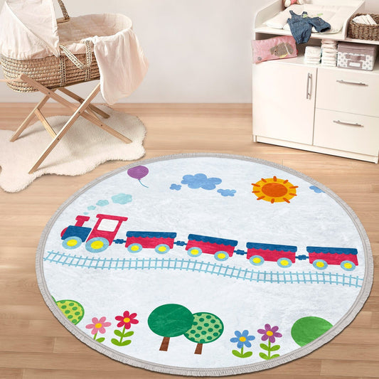 Train - Round Rug for Nursery