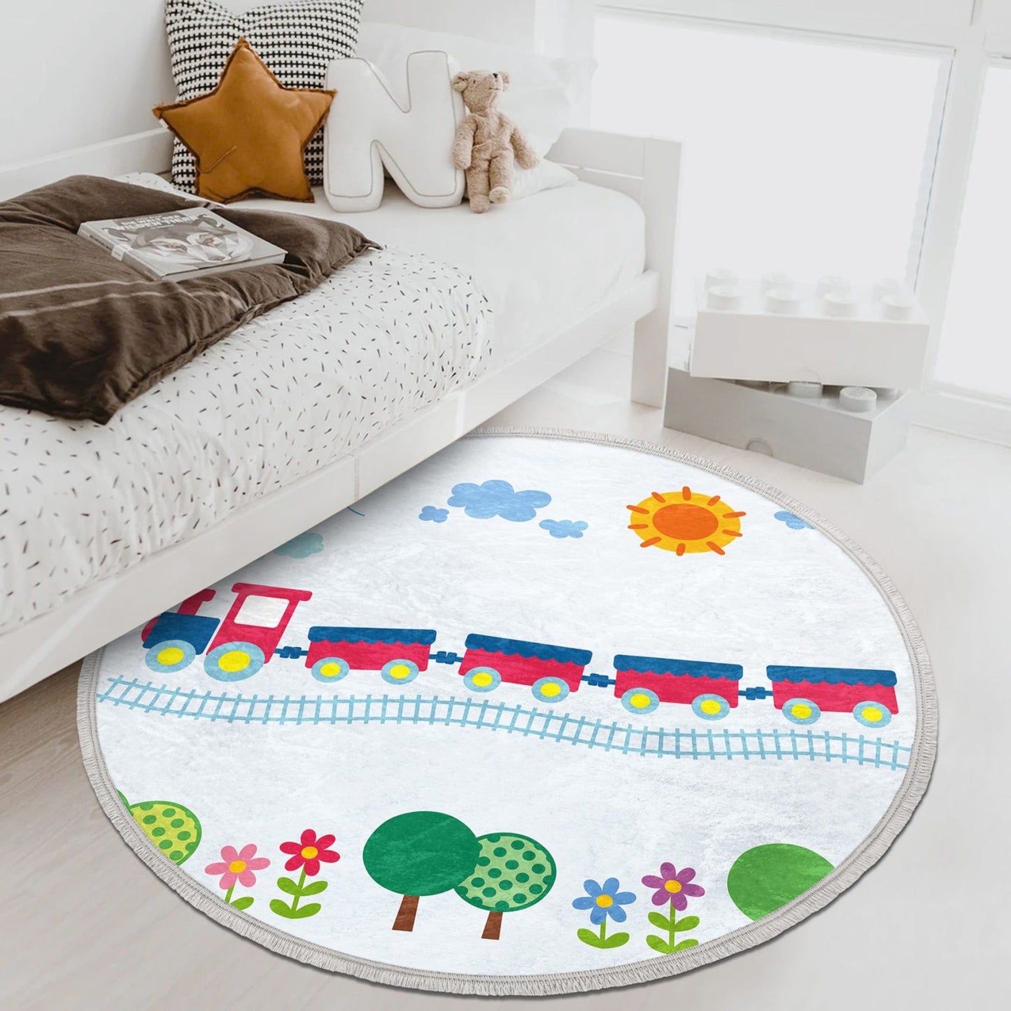 Train - Round Rug for Nursery