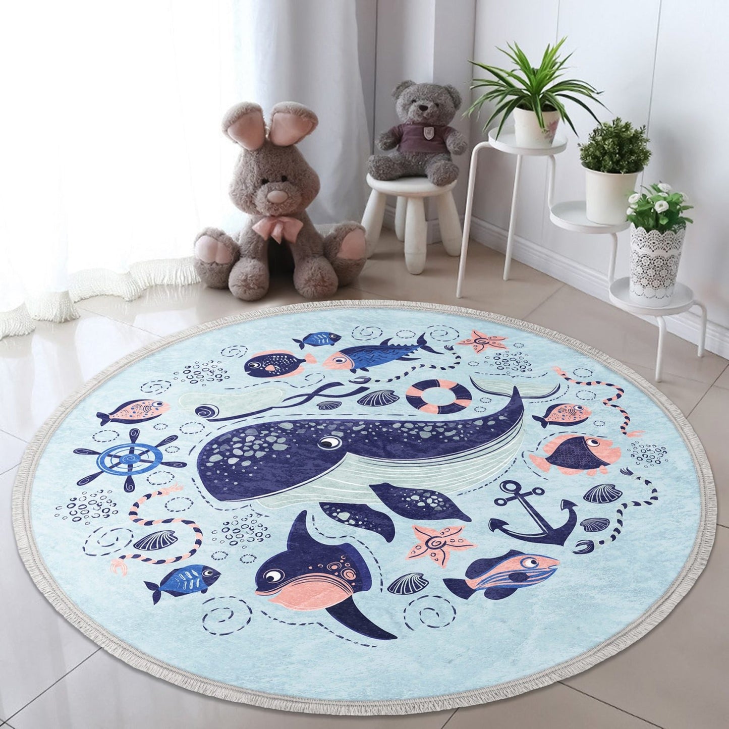 Ocean Animals Nursery Rug (multiple sizes)