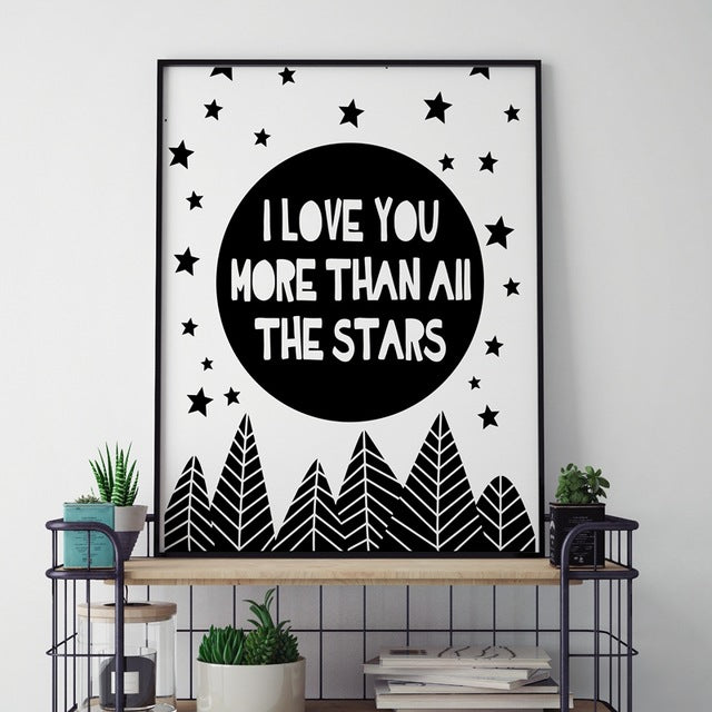 I love you/stars Nursery/Kids wall decor (unframed) multiple sizes