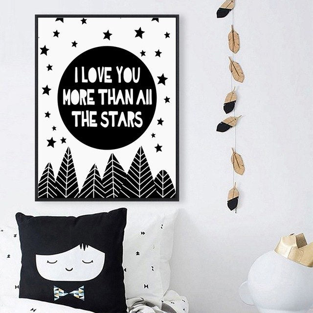 I love you/stars Nursery/Kids wall decor (unframed) multiple sizes