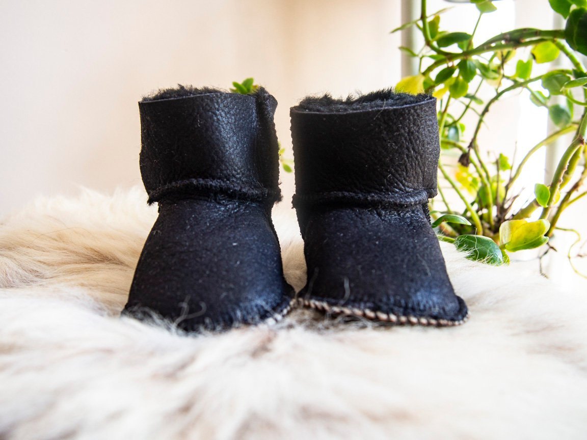 Baby Black Sheepskin Boots