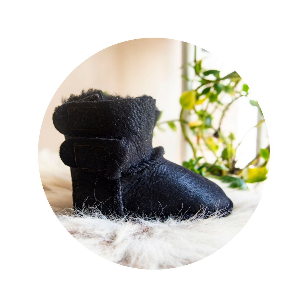 Baby Black Sheepskin Boots